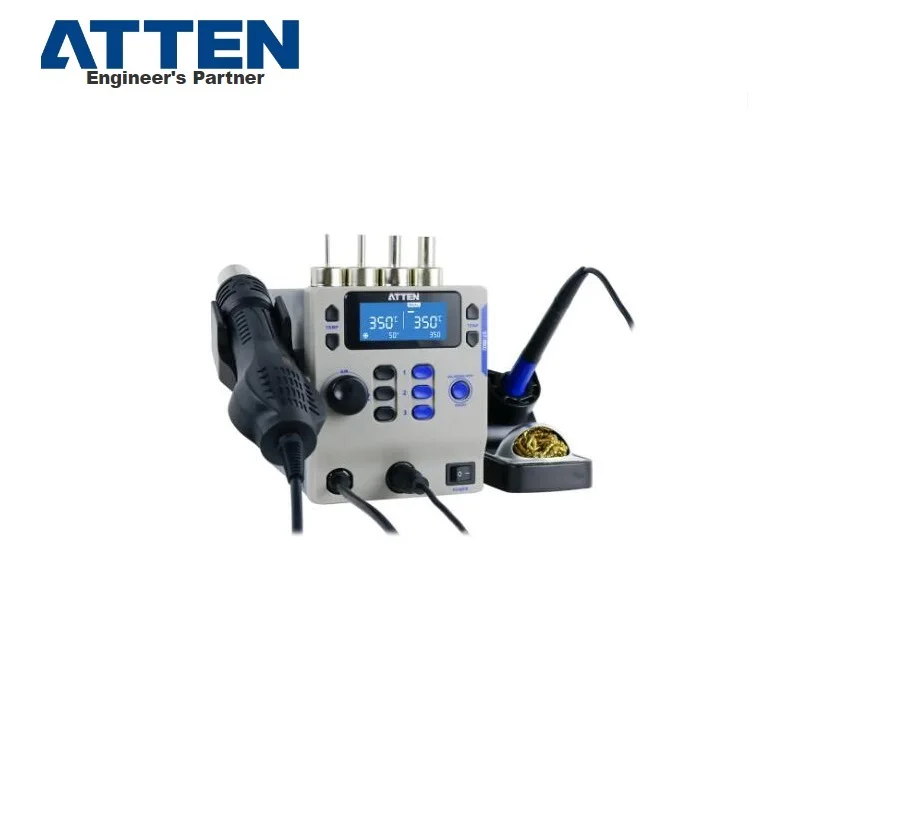 ATTEN  Original ST-8802 865W AC 110V 230V Intelligent Dual Channels Rework Desolderring Hot Air Station