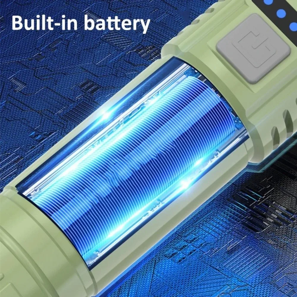 

High Power LED Flashlight Built-in Battery 3 Modes USB Charging Flashlight White Light Type-C Charging Powered Flashlights