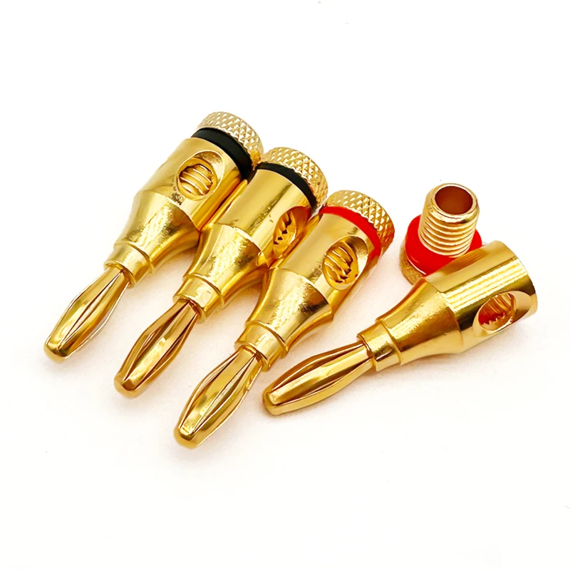 10 sztuk 4mm pozłacany adapter wtyczki bananowej wzmacniacz dźwięku kabel drut Audio złącze głośnikowe Jack złącza bananowe typ śrubowy