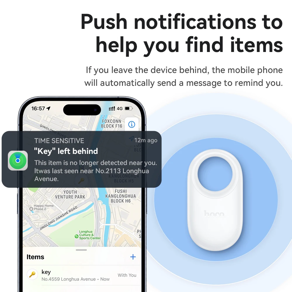 HOCO 스마트 태그 블루투스 GPS 추적기, 애플 파인드, 마이 앱, ITag, 분실 방지 알림 장치 로케이터, 자동차 키, 애완 동물, 어린이 찾기