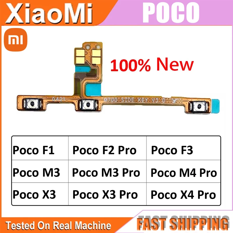 New For Xiaomi Poco F1 F2 F3 X3 GT X3 X4 M3 Pro NFC 4G 5G Power Switch On/Off Button Volume control Key Button Flex Cable