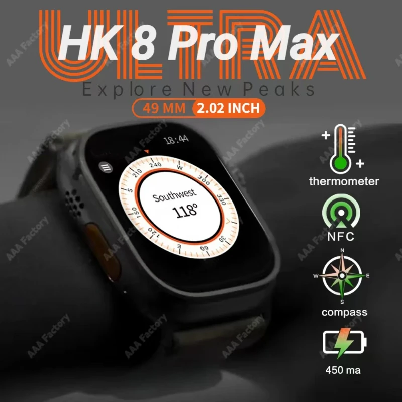 

Модернизированные умные часы 2025 HK 8 PRO MAX S AI ROBOT Mobile Network Share AMOLED NFC Компас GPS Смарт-часы iOS Android OS