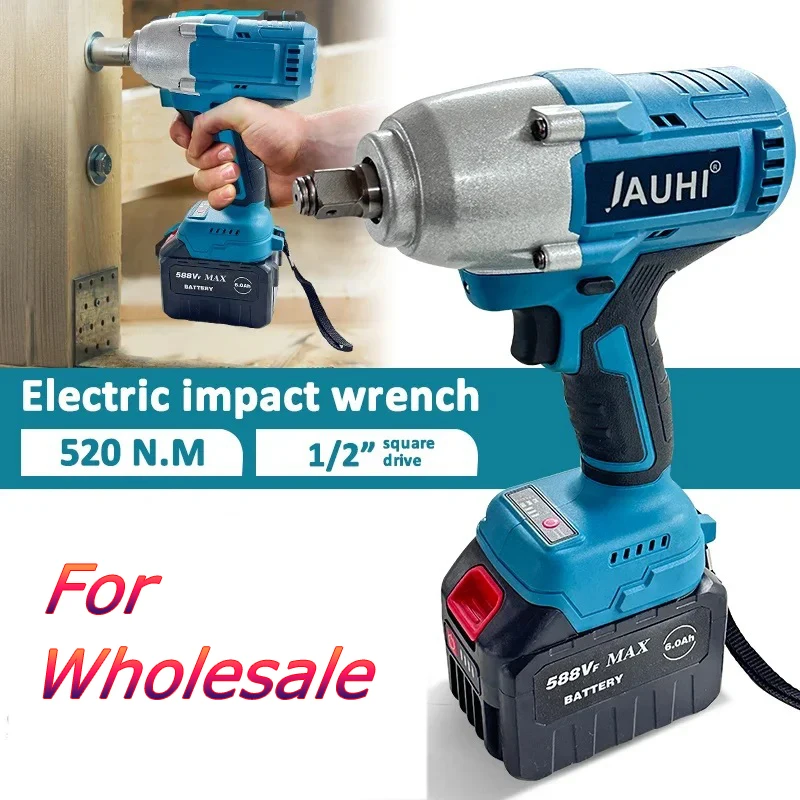 

JAUHI 1200N.M Torque Brushless Electric Impact Wrench 1/2 Inch Cordless Electric Wrench Power Tools For Makita 18V Battery