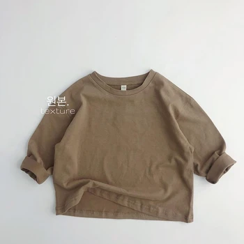 Solid Cotton Kids T-Shirt 6 Autumn New Solid Color Children's Cotton T-shirt Long Sleeved Boys and Girls Top Fashion Children's Wear Baby T-shirt 6