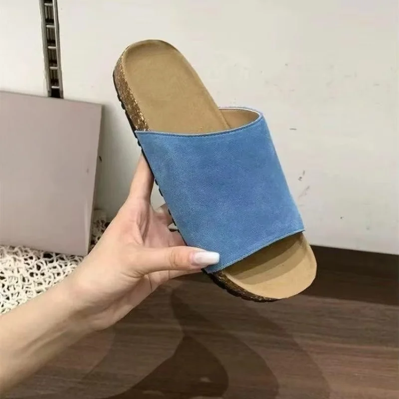 

New large size casual retro leather round head lazy soft-soled slippers
