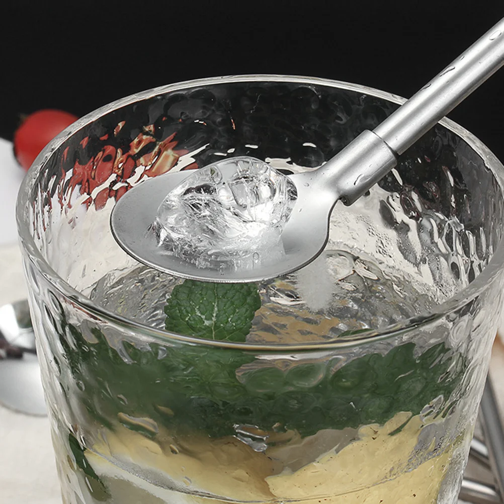 

5Pcs Stainless Steel Straw Spoon Set Non-Corrosive Honey Stirring Spoons Ideal for Coffee Tea Beverages Straws Spoon