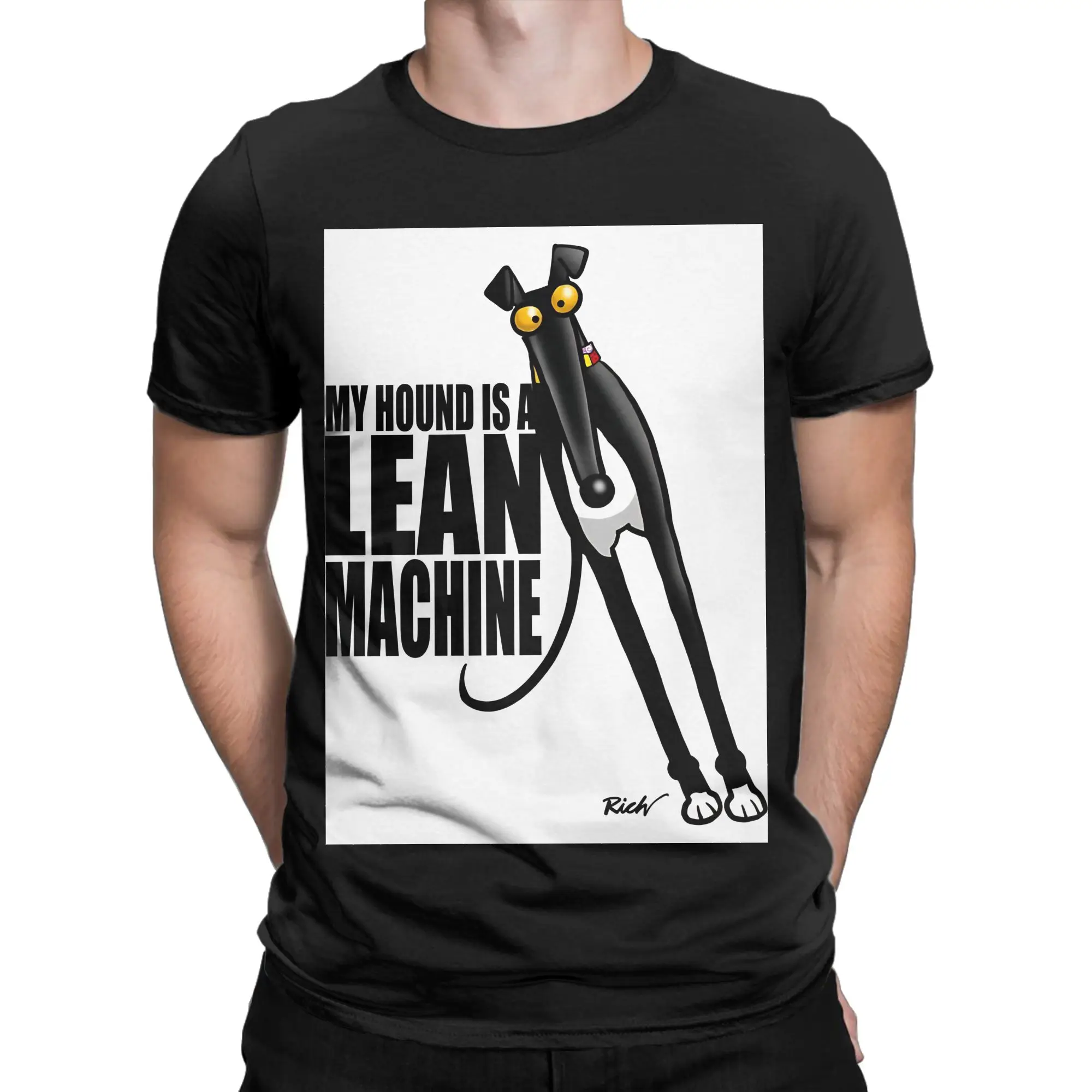 Lean Machine Graphic Funny 100% Cotton T-Shirt whippet Tops Tees For Men