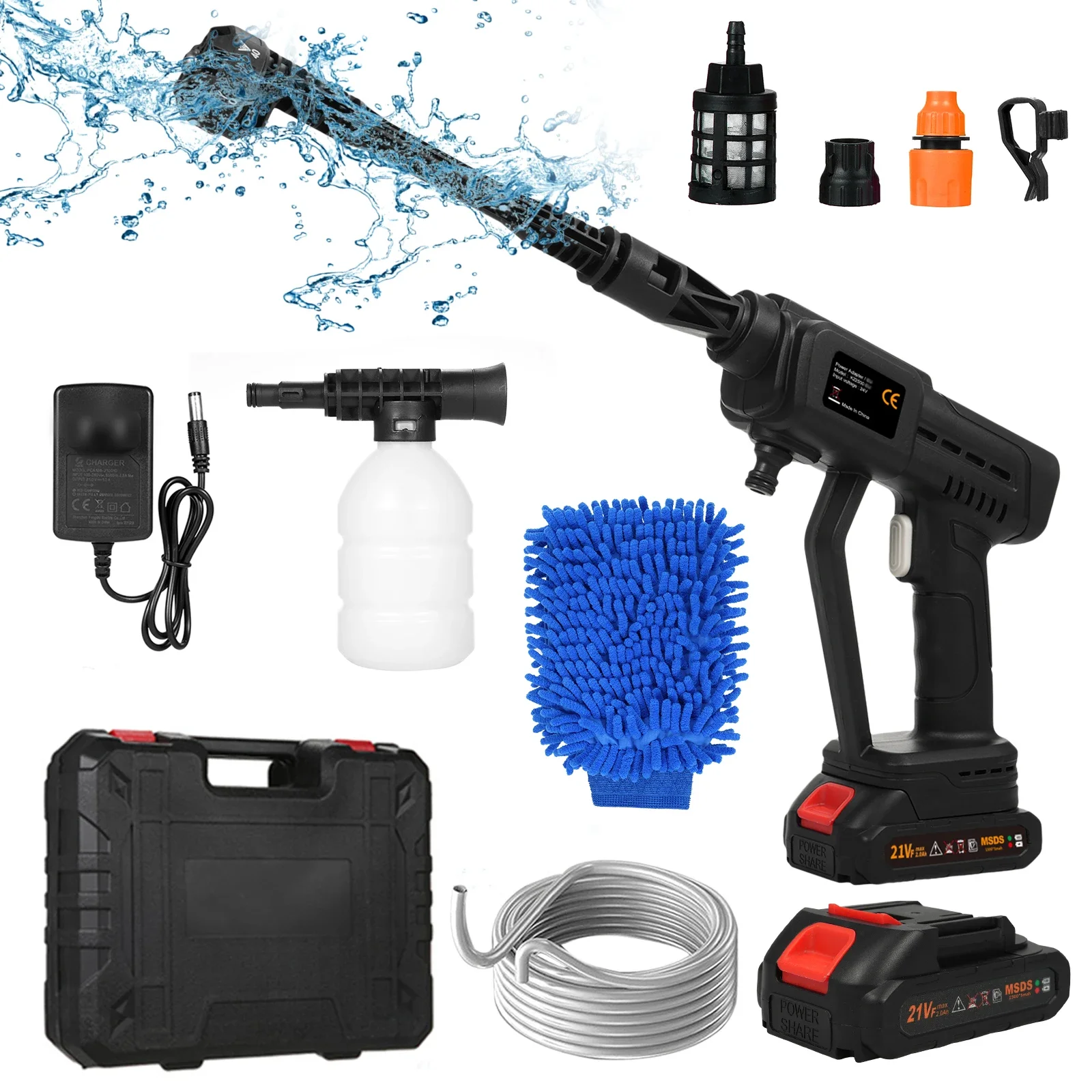 Handheld Pressure Washer Portable Powerful 21V Car Wash Gun 6in1 Multiple Injection Modes High-Pressure Car Washer