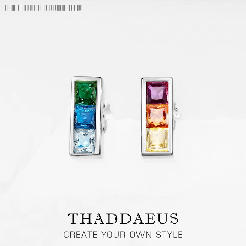 

Mismatch Look Stud Earrings Rainbow Color Europe Style Fine Jewerly For Women Trendy Gift In Pure 925 Sterling Silver