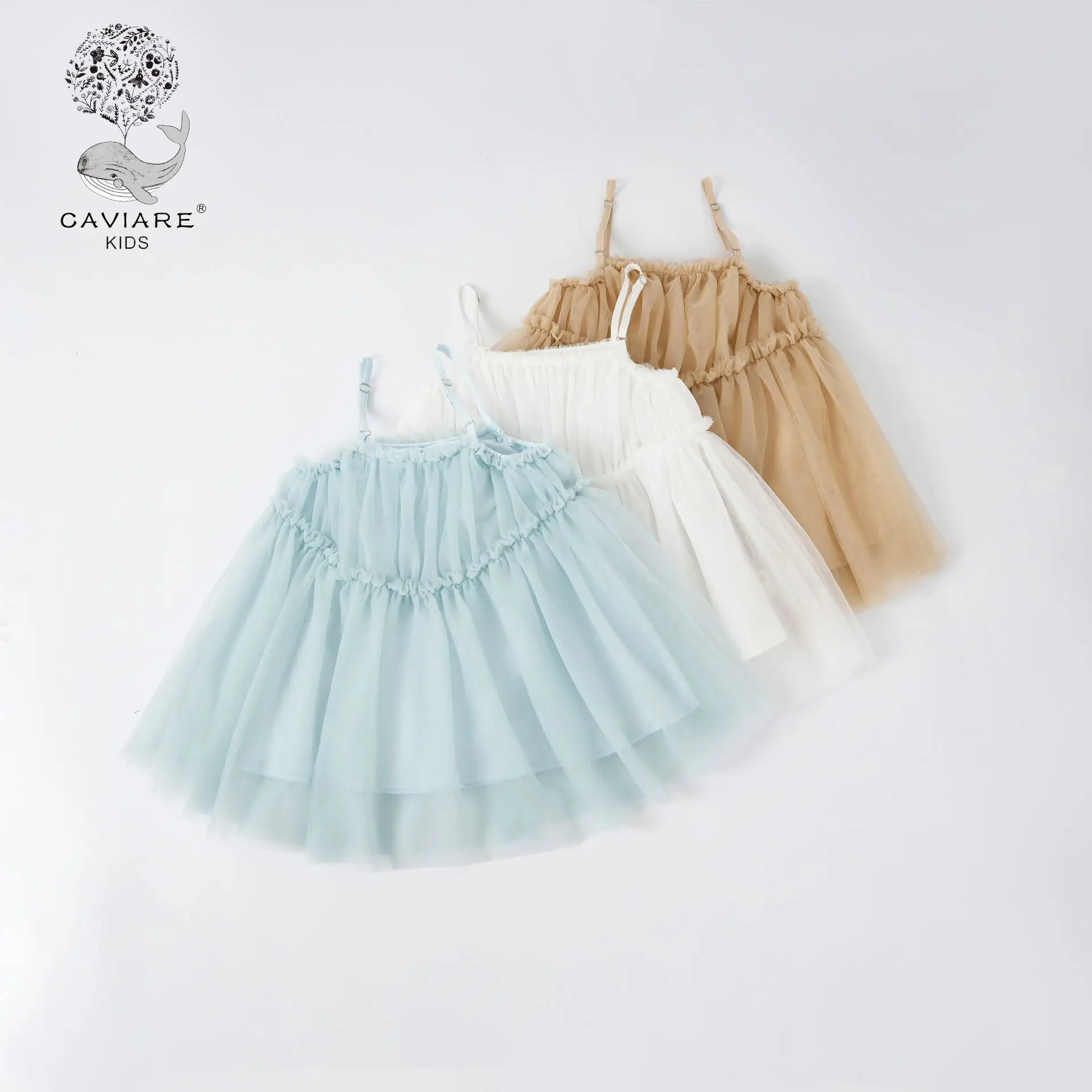 Baby Girl Dress 2024 New Summer Fashion Comfort Solid Color Tulle Skirt Soft Casual Children and Girls Adjustable Straps