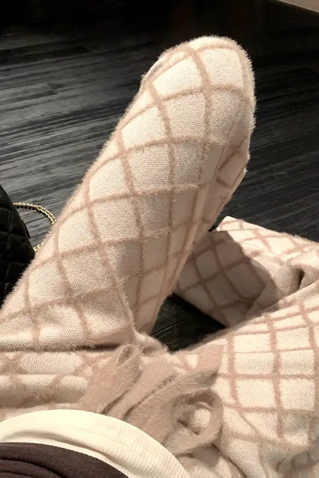 

Новинка осени и зимы 2025 года, большие размеры, стеганая трикотажная ткань, деловая мода, широкие прямые брюки для поездок на работу, CQ58