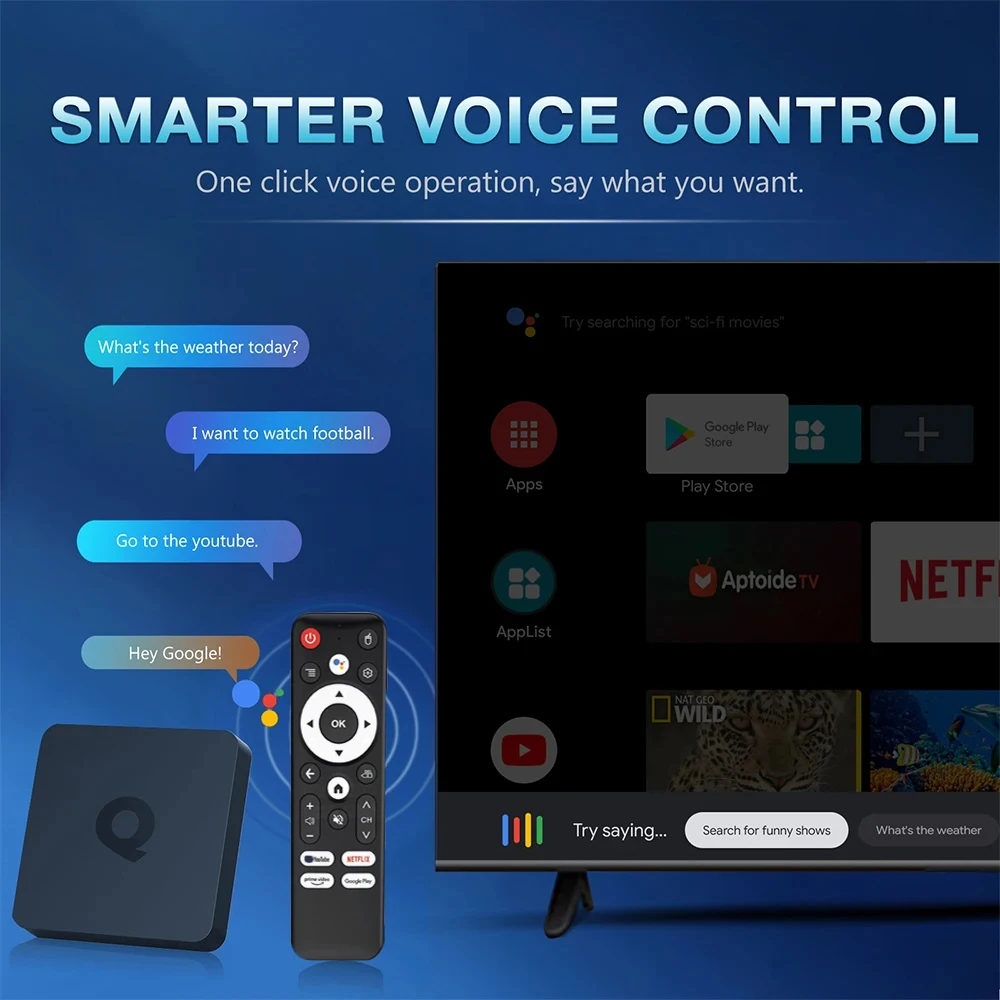 أندرويد 14 Q1 صندوق التلفزيون الذكي يوتيوب مشغل الوسائط الصوتي 4GB 64GB فك التشفير 8K مشغل الوسائط المزدوج واي فاي بلوتوث 5.4 صندوق التلفزيون