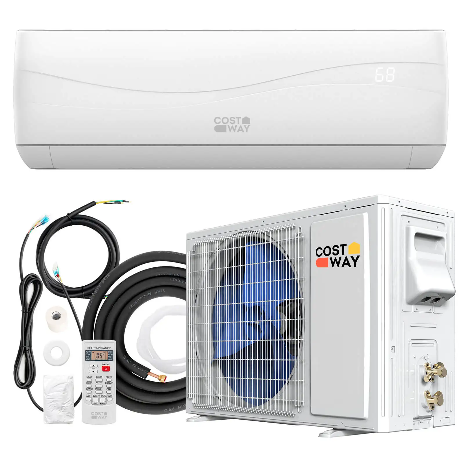 12000 BTU Mini aire acondicionado dividido y calentador sin conductos 17 SEER2 750 Sq Pies