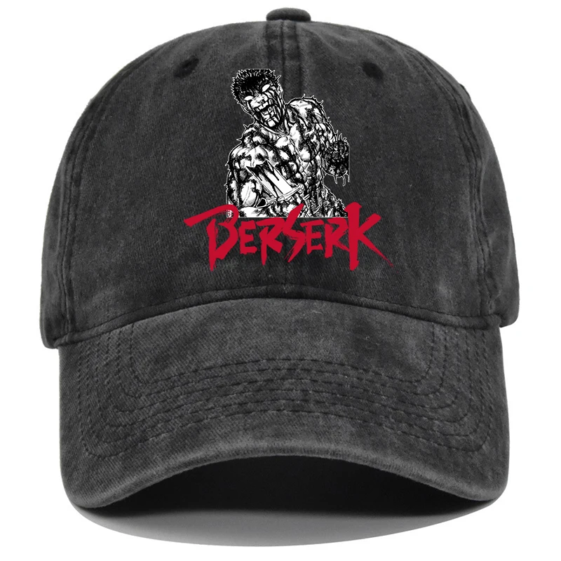 Nouvelles casquettes de baseball Berserk, casquette imprimée avec le personnage d'anime Guts, casquette d'été lavée, casquette à visière unisexe réglable, cadeaux d'anniversaire