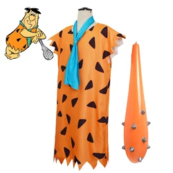 Adult Primitive Savages Costume Movie Fred Flinstones Stone Age Indian Cosplay Halloween Carnival gonfiabile Big Stick