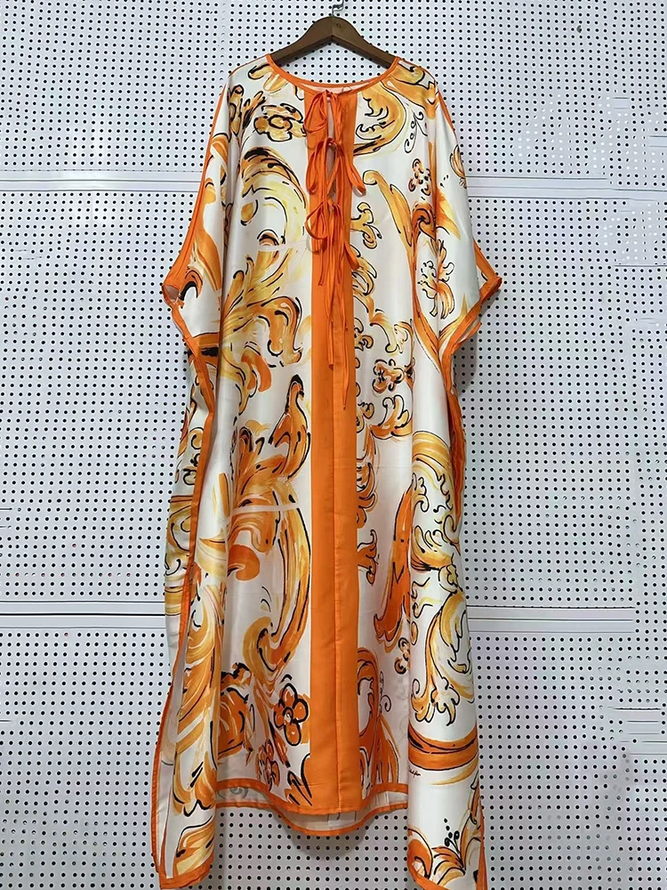 Cravatta girocollo con stampa geometrica retrò con abito pullover ampio dal design ritagliato Abito gonfio irregolare moda donna autunno 2025