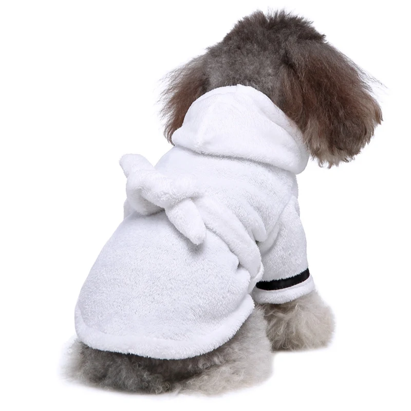 Pet Dog Towel Pajama with Hood Thickened Luxury Dog Bathrobe Quick Drying and Super Absorbent Dog Towel Puppy Shower Gown