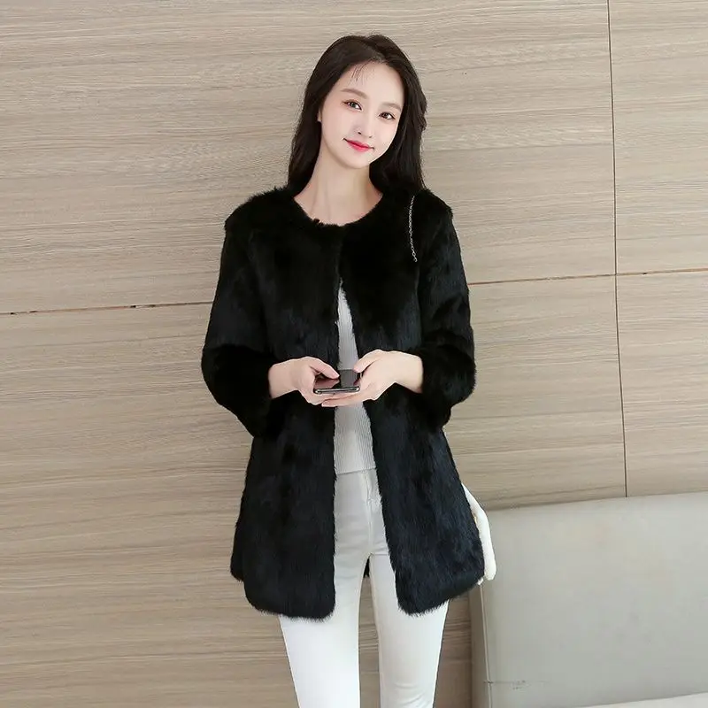 Women Natural Fur Coat Autumn Female High Quality Fluffy Short  Real  Jacket Ladies ry Fashion Tops Shaggy s G178