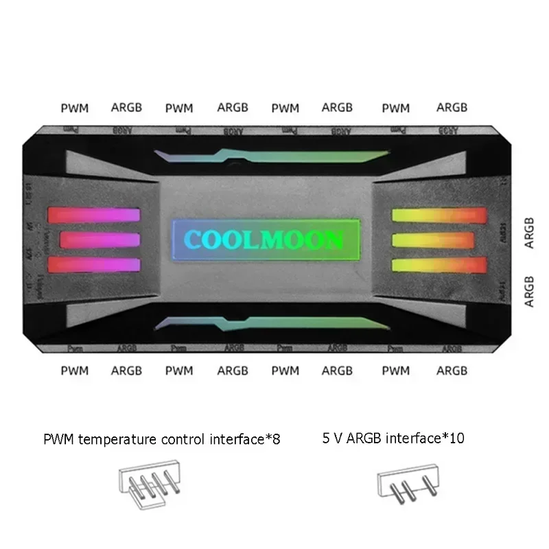 RGB Controller 4Pin PWM 5V 3Pin ARGB Cooling Fan Smart Intelligent Remote Control for Asus/MSI/Gigabyte/ASRock Case Chassis