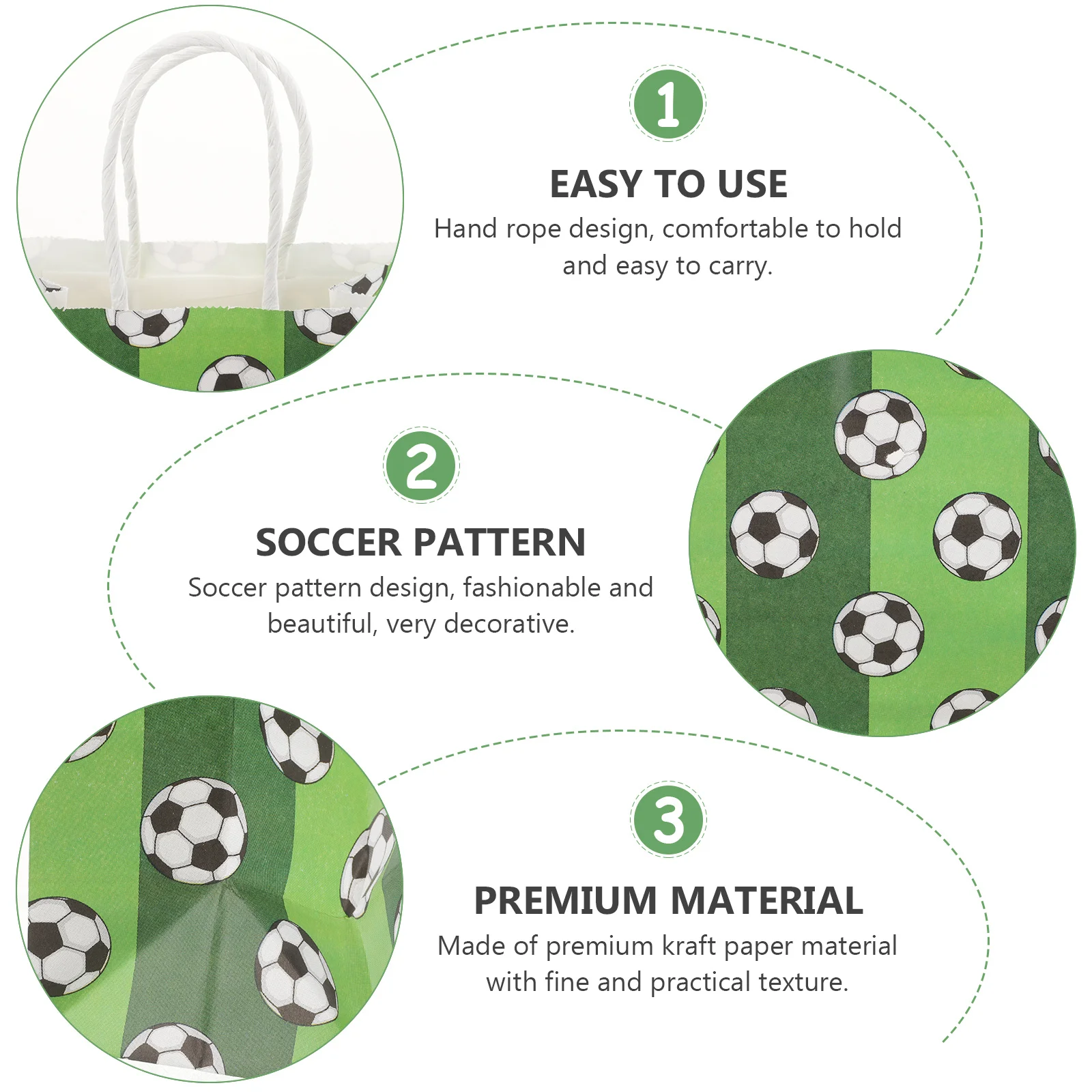

12Pcs Decorative Gift Bags Football Theme Double Handle Sturdy Bottom Paper Bags for Party Favors Small Gifts Wrapping
