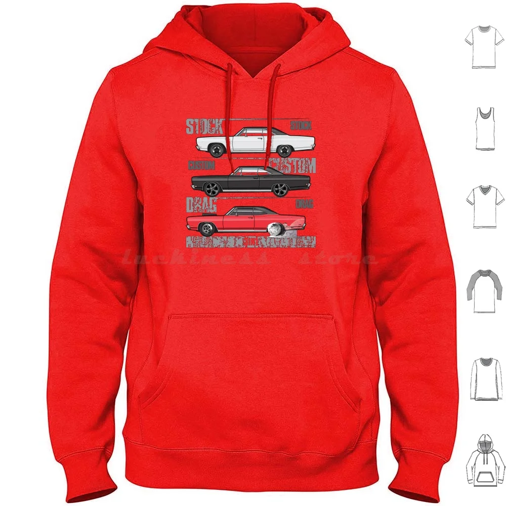 3 In One Hoodie cotton Long Sleeve 68 1968 69 1969 70 1970 Plymouth Belvedere Gtx Satellite Convertible Hemi Mopar 318 383