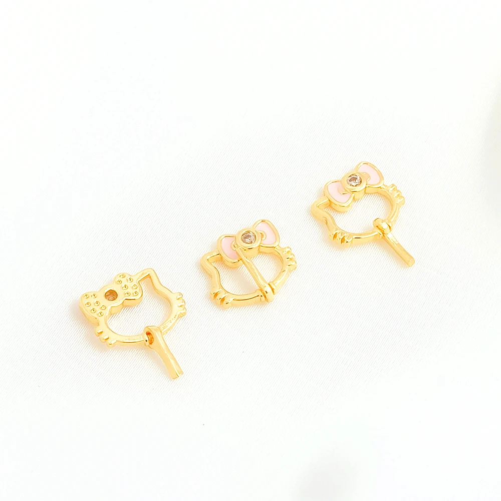 Brass Plated with Genuine Gold Zircon Inlay Cat Claw Bow Strap Buckle DIY Jewelry Making Necklace Bracelet Accessories Materials