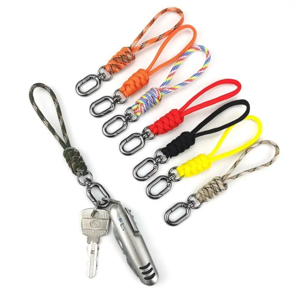 

High Quality High Strength Paracord Keychain Lanyard 12cm 8 Styles Oval Buckle Neck Hanging Rope Outdoor Tool