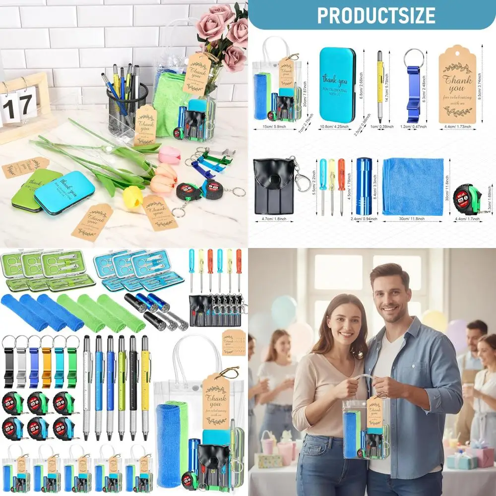 

6 Unique Baby Shower Gifts for Dads: Keychain Bottle Opener, Multi-Tool Pen, Measuring Tape, Nail Clippers, and Bachelor Party G