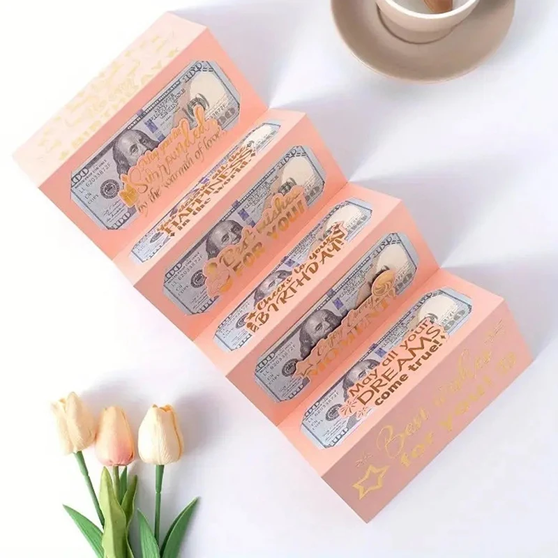 1 قطعة عيد ميلاد المغلفات النقدية المال بطاقة عيد ميلاد للطي حامل النقدية تحية المغلف عيد ميلاد حصالة للأطفال المراهقين