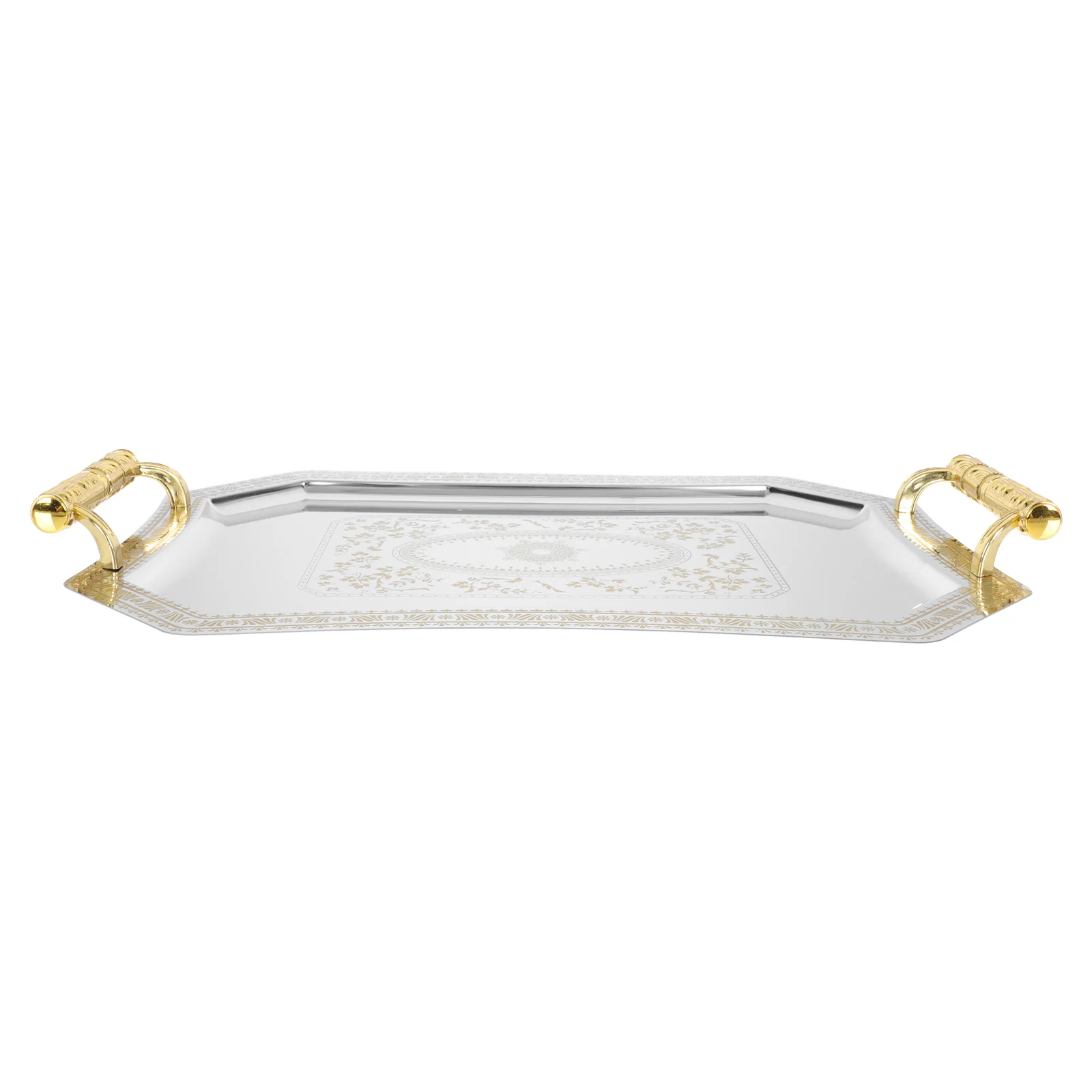 

Golden Tray 35 7x25cm Retro European Decorative Storage Wedding Dessert Cake Plate Stainless Steel Practical Home Photo Prop