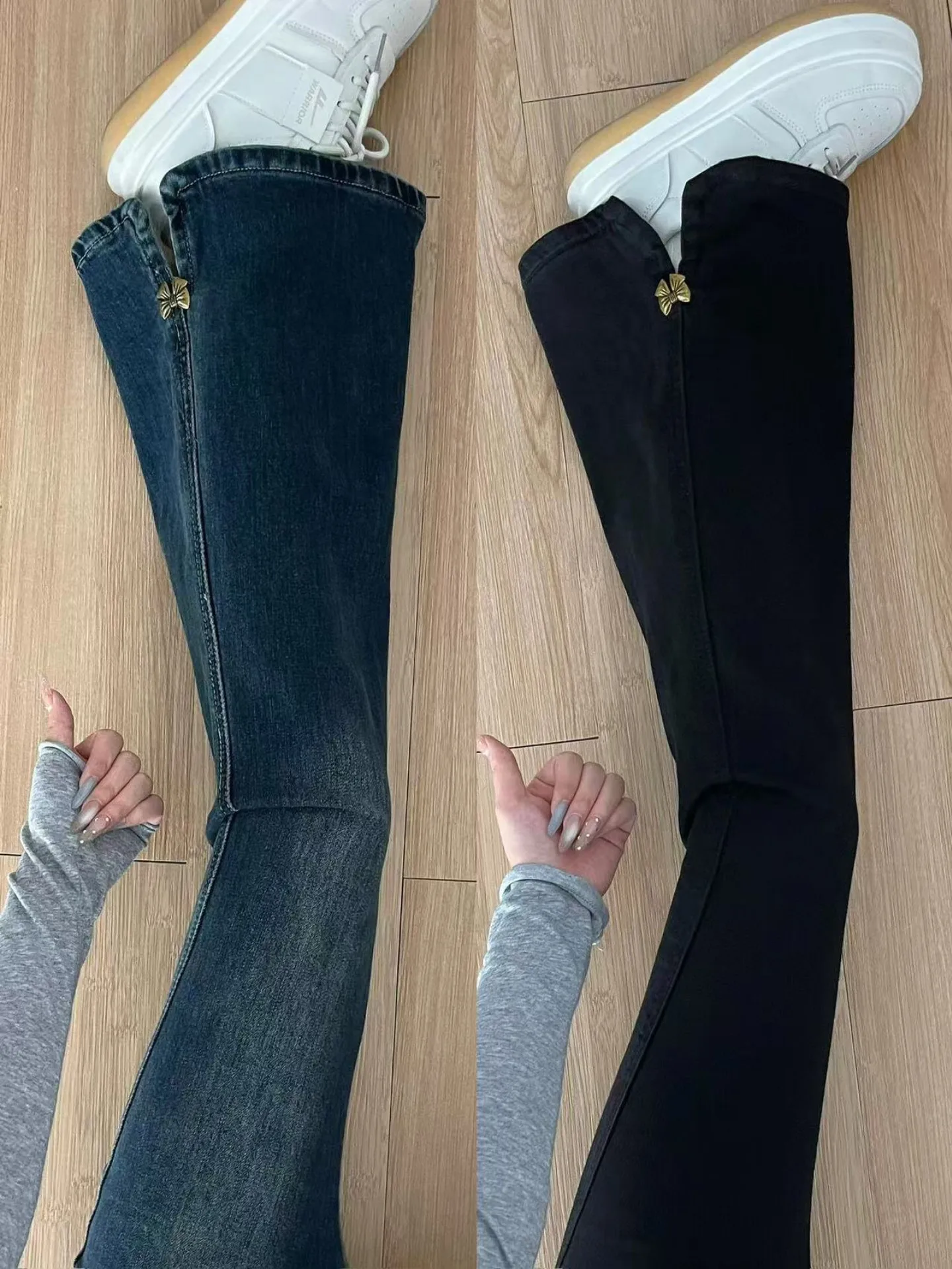 

High Waist Wide Leg Jeans Women's New plus Size Fat MM Straight Cut Side Slit Denim Pants Pear ape Slimming Versatile Jeans