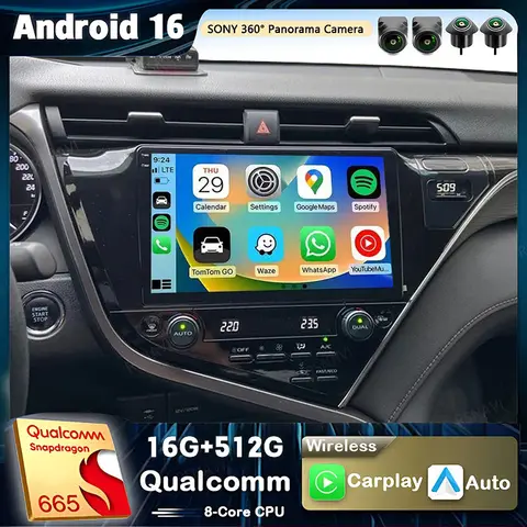 Android 16 Qualcomm For Toyota Camry 8 XV 70 2017 - 2020 Carplay Car Radio Multimedia Video Player Navigation GPS Stereo 2Din BT