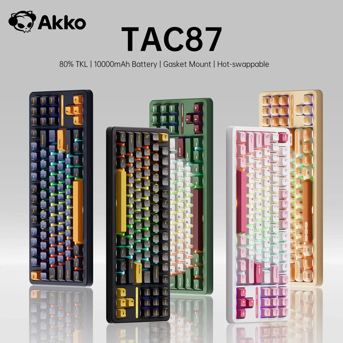 

Механическая клавиатура Akko TAC87, 80% TKL, американская раскладка, три режима, с возможностью горячей замены, RGB-прокладка, крепление, веб-драйвер, игровая клавиатура по индивидуальному заказу