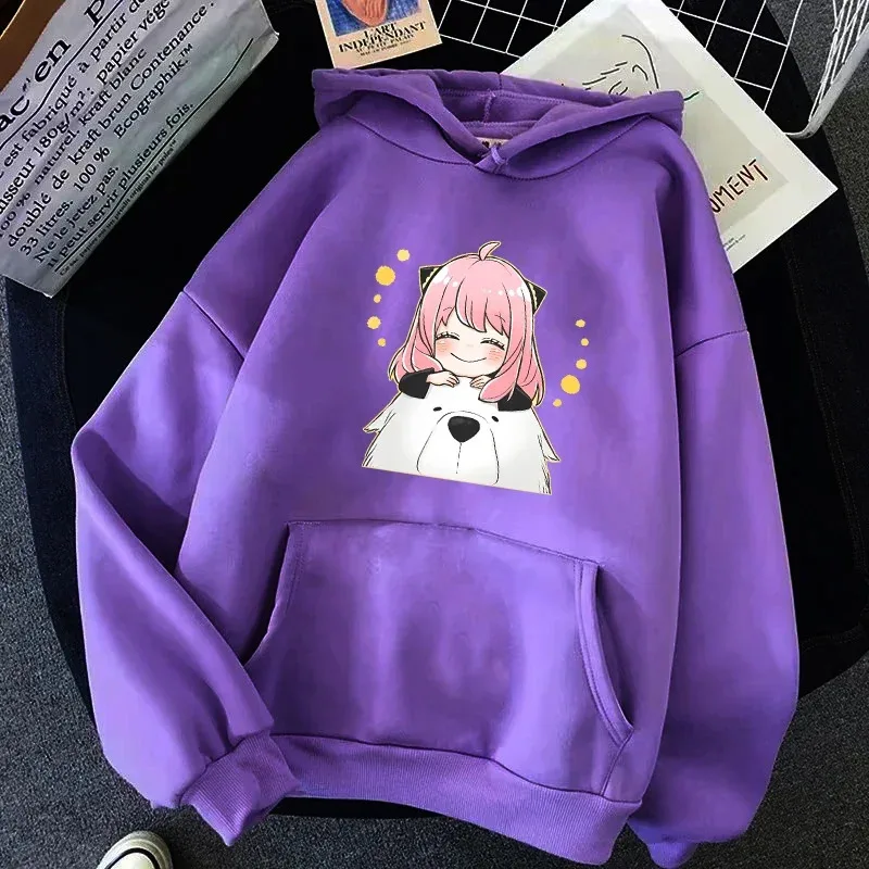 كاندي 2025 هاراجوكو أنيمي جاسوس X الأسرة المتضخم هوديي أنيا المرأة بلوزات Kawaii ملابس الشارع الشهير الإناث عادية كم طويل الملبس