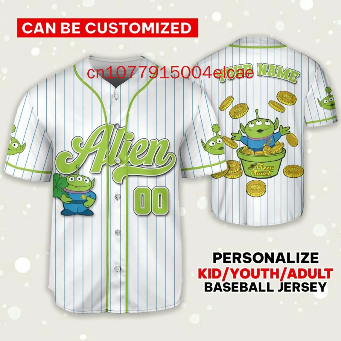 2025 New Disney Alien claw machine Baseball Shirt 3D Printed Customized Name Men's and Women's Kids's Baseball Jersey