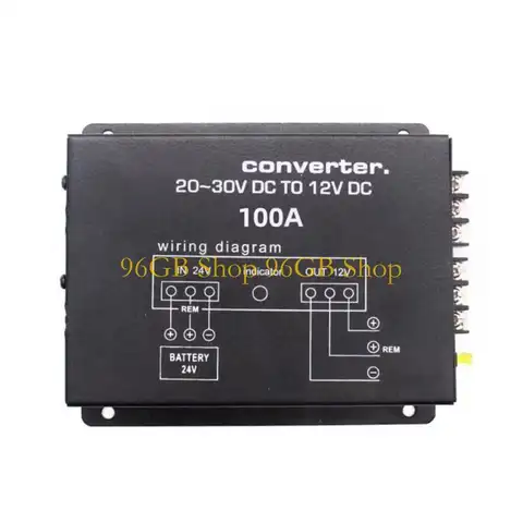 96GB 60A/80A/100A Truck Step Down Converter Power Supply Adapter 24V To 12V With Overload For Radio System