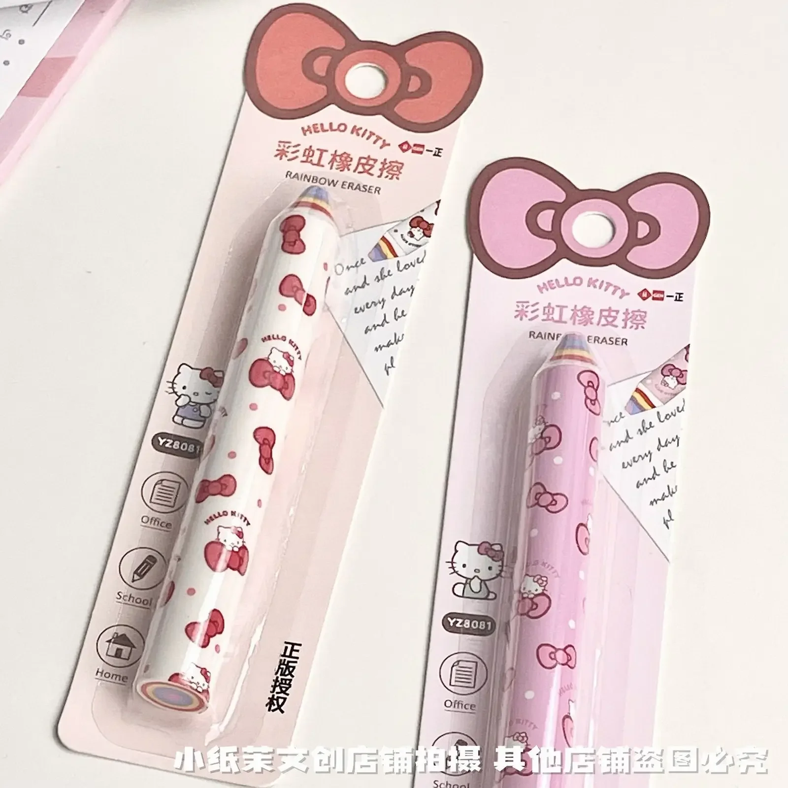 Genuine Hello kitty Rainbow Eraser Cute Cartoon Student Eraser Creative Pencil Eraser anime figure