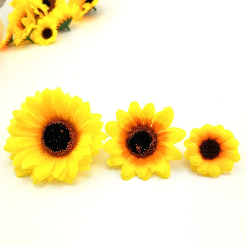 10x  Large Silk Sunflower Artificial fake Daisy Flower Head For DIY Wedding Box Decoration Headmade home Accessories flowers B3