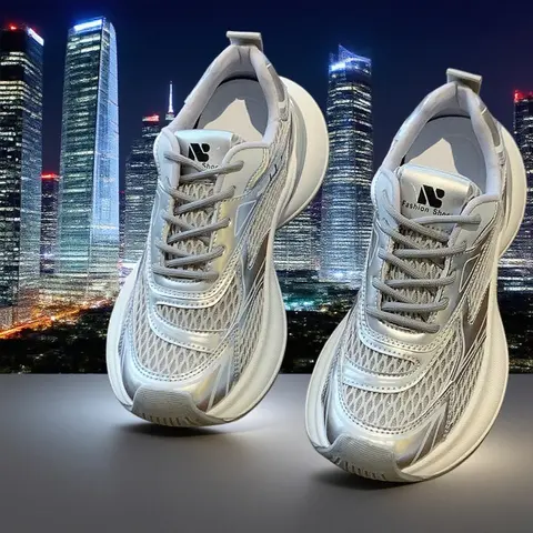 여성용 레이스업 스포츠화 통기성 메쉬 운동화 플랫폼 경량 러닝화