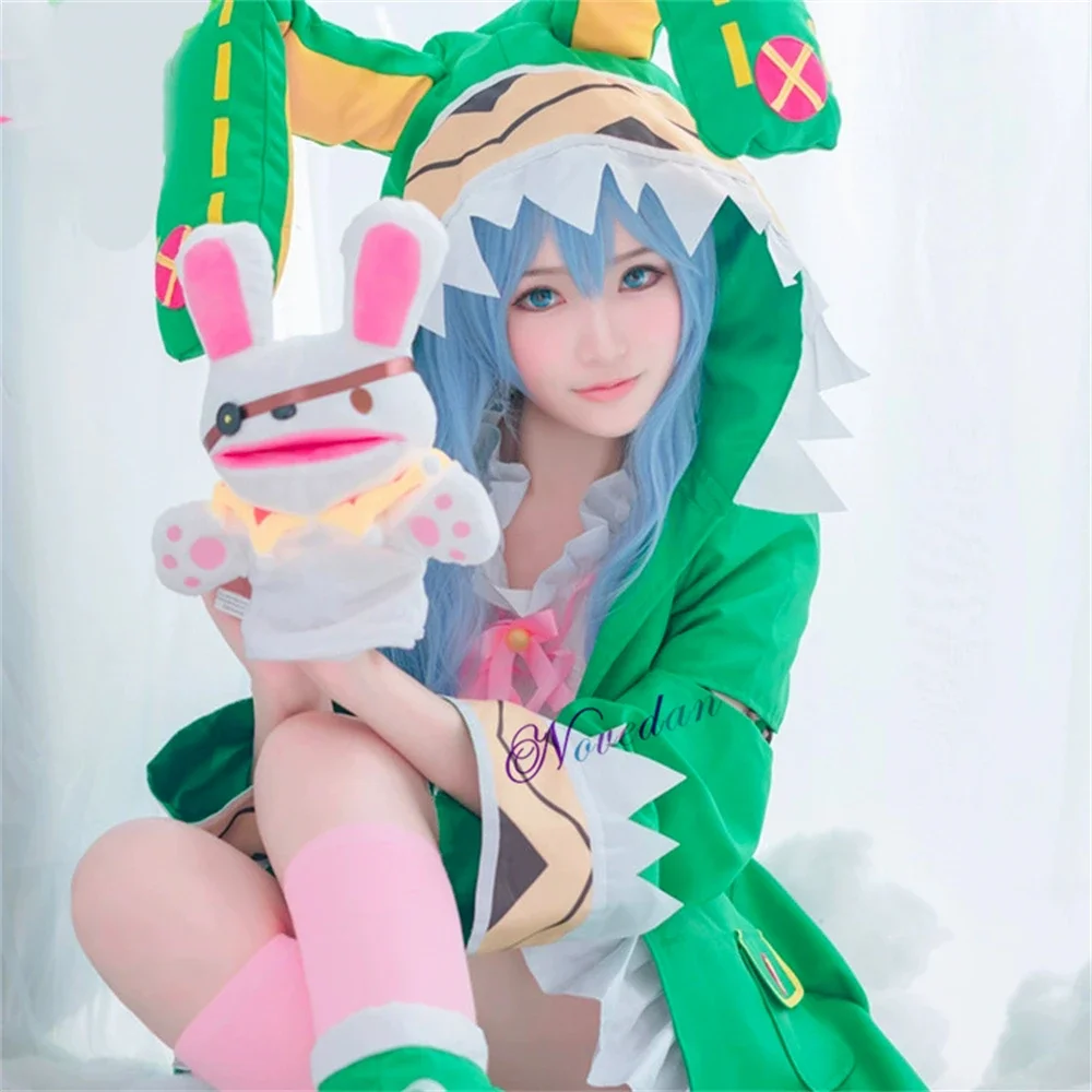 Himekawa Yoshino Cosplay Traje para Mulheres, Peruca Anime, Casaco com capuz, Vestido branco, Traje de Halloween, Data A Live