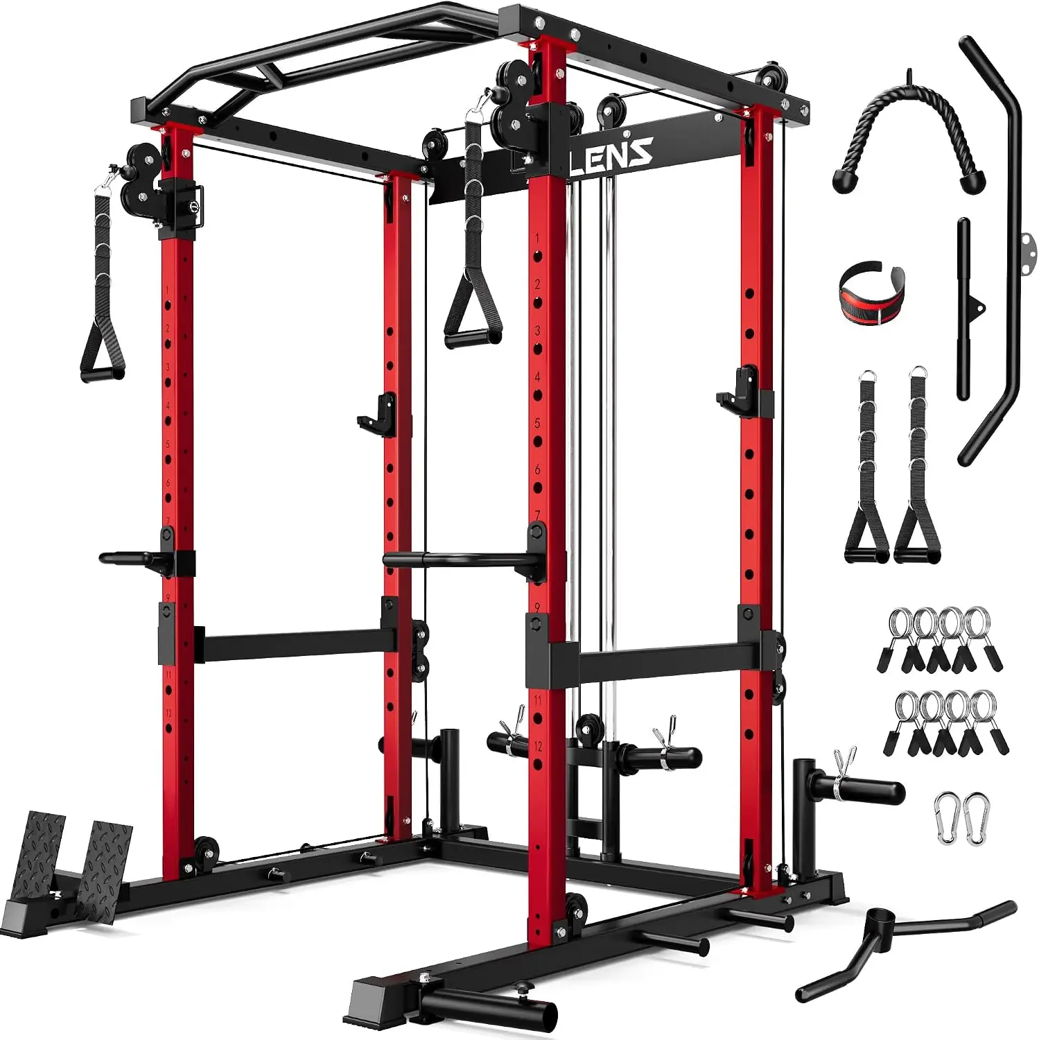 Home Gym Power Cage Cable Crossover System Squat Rack Attachments 2000 Pound Capacity