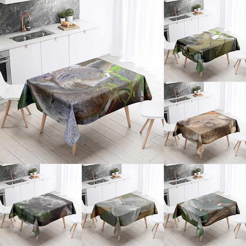 Koala Tablecloth Cute Animal  Anti-Stain Waterproof Rectangular Kitchen Table Home Decoration