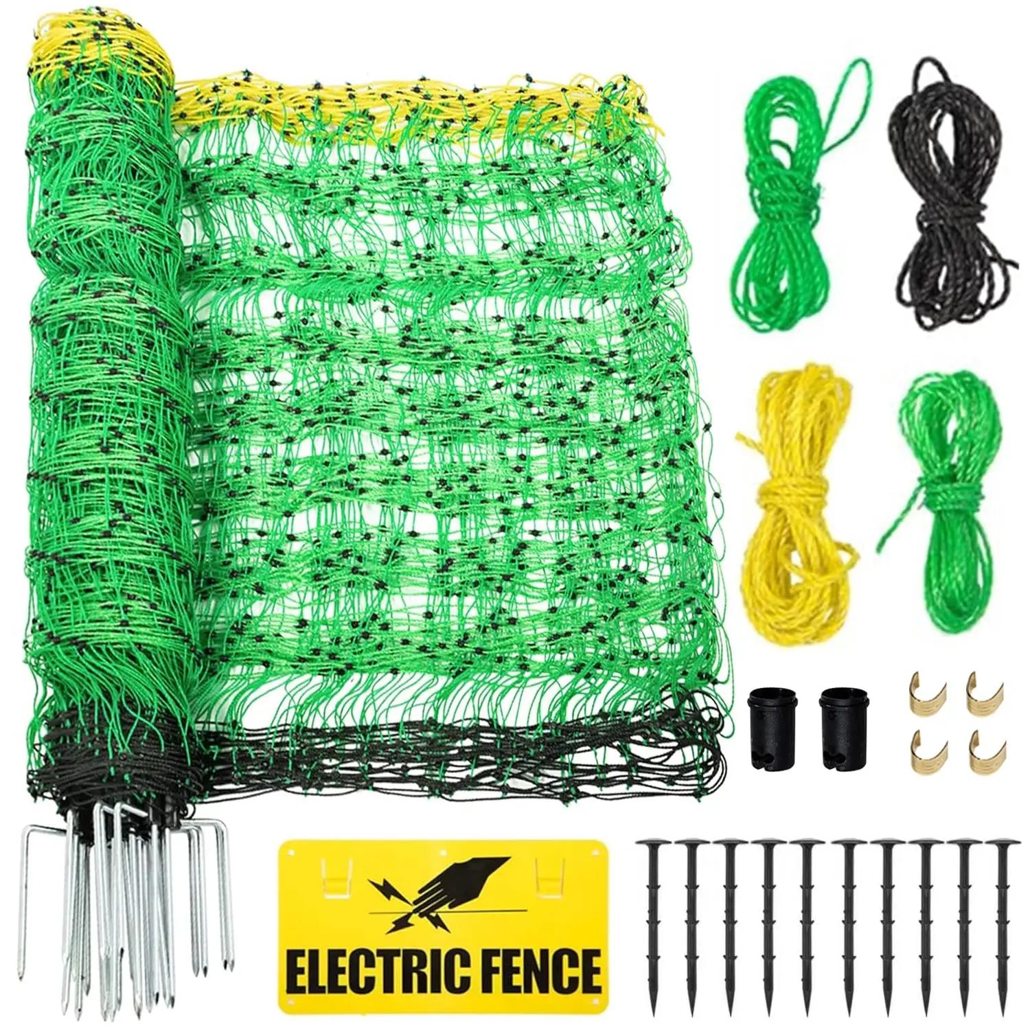 Electric Fence Netting, 49.6" H x 164'L Anti-Predator Poultry Fence Kit with Posts for Livestock