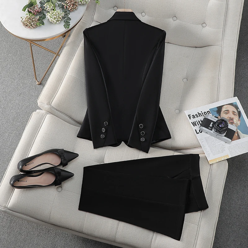 NAVIU Pink White Black Office Ladies Spring New Pant Suit Women Female Business Work Wear Blazer and Trouser Formal 2 Piece Set