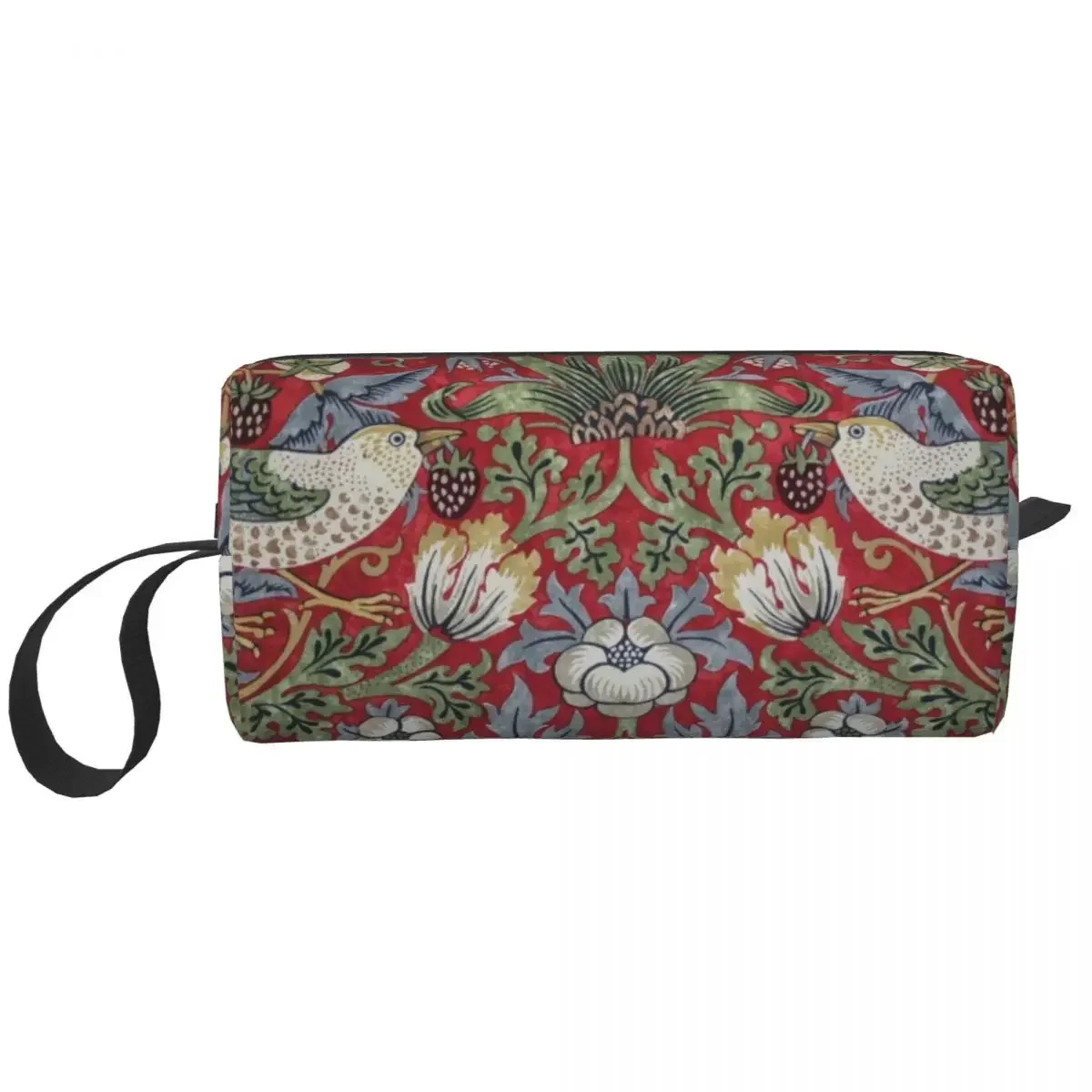 Custom Strawberry Thief By William Morris Toiletry Bag for Vintage Bohochic Floral Cosmetic Makeup Beauty Storage Dopp Kit Box