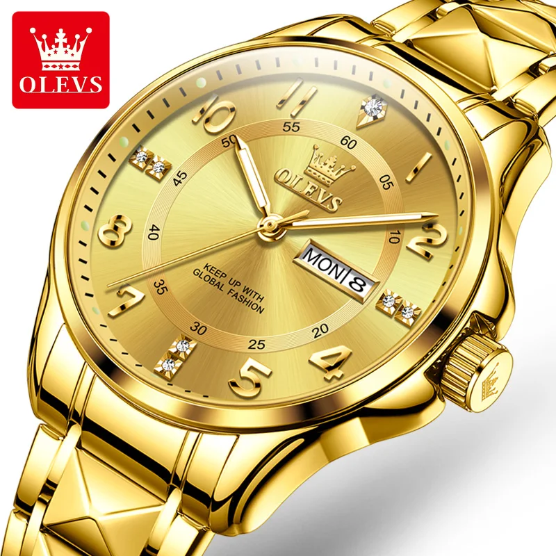 OLEVS NEW Men's Watches Classics Digital Roman Dial Stainless steel Waterproof Luminous Business minimalist Men's Watches