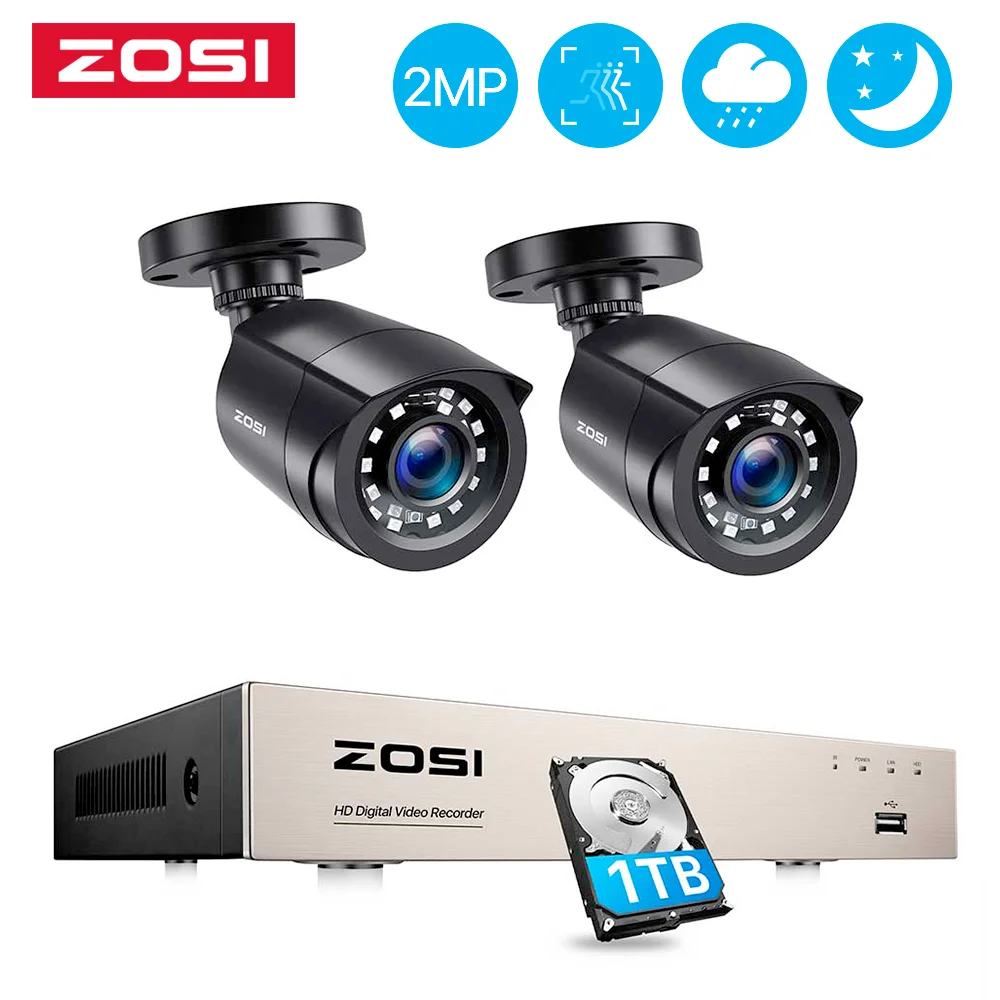 

ZOSI 8CH 1080P Wired TVI CCTV System 2PCS 2.0 MP IR Outdoor Home Security Cameras H.265 HDMI CCTV DVR Video Surveillance Kit