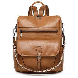 Women Large Capacity Backpack Purses High Quality Leather Female Vintage Bag School Bags Travel Bagpack Ladies Bookbag Rucksack