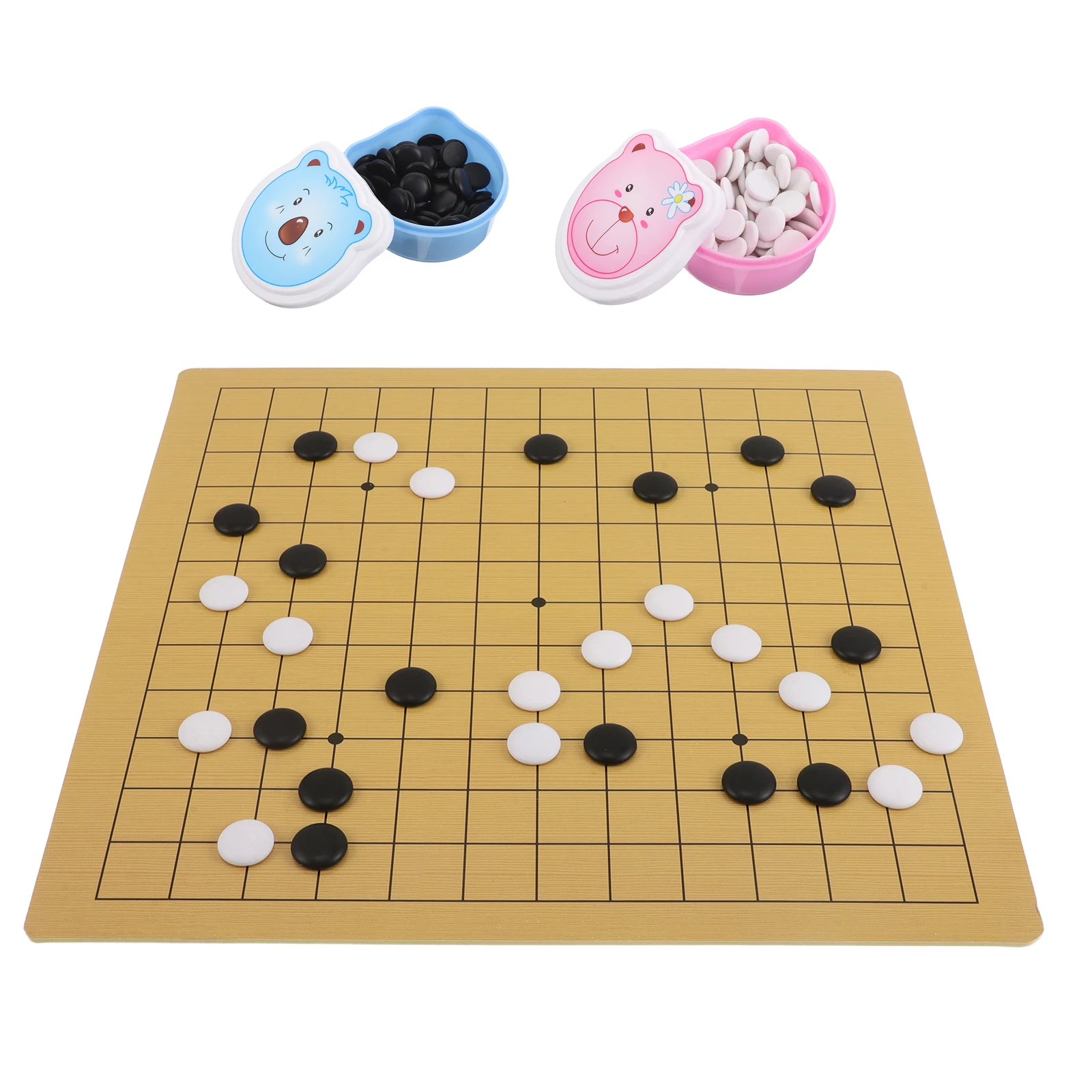

Cartoon Go Game Set For Kids Double-Sided Board With Cute Bear Box Strategy Board Game Lightweight Travel Chess Kit For Family
