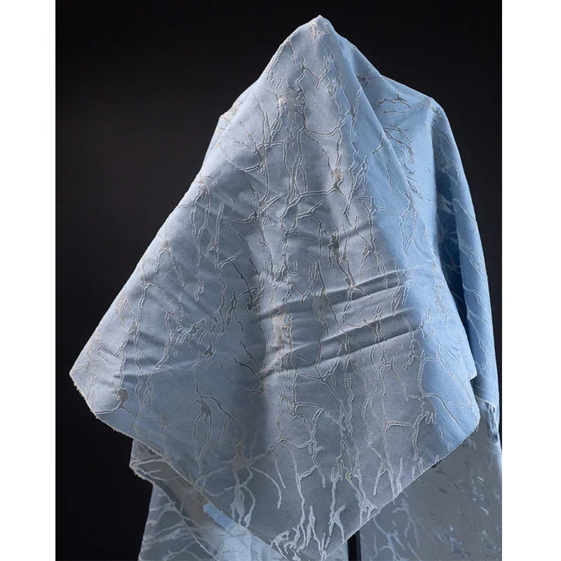 

Сине-белая выжженная джинсовая ткань для полых узоров, трещин, креативный дизайнер, художественные ремесла, швейная ткань на метр, материал